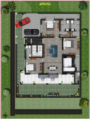 Custom Luxury House Plan | 4 Bedroom Modern Villa Design | 2D CAD + 3DFloor Plan
