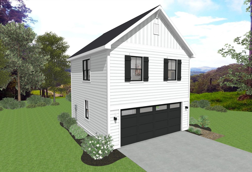 Garage Apartment (ADU) – 1 BR/1BA w/ Loft – Full House Plans, Blueprints #30011B
