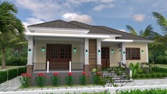 One Story House Plans 12×11 Meter 39×36 Feet 3 Beds Hip Roof (A4 Hard Copy)