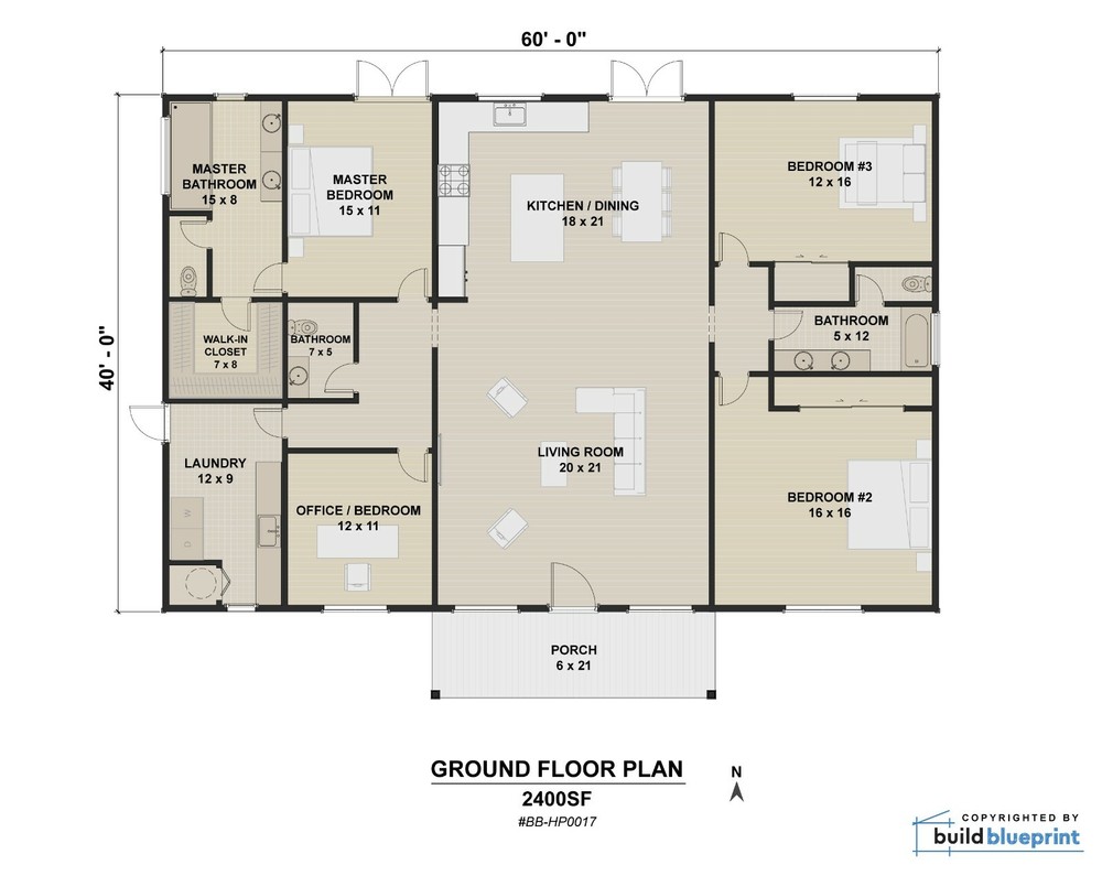 40′ x 60′ Modern House Architectural House Plans 4 Bedroom – PDF Download