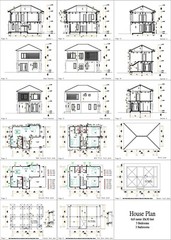 20×30 Feet Small House Plan 6×9 Meter 3 Beds 3 Baths Hip Roof PDF (A4 Hard Copy)