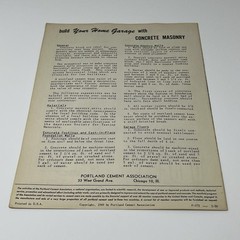1949 Portland Cement Build Your Home Garage With Concrete Masonry Blueprint Plan