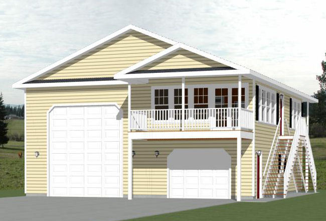 36×40 Apartment with 1-Car 1-RV Garage — 902 sqft — PDF Floor Plan — Model 1E