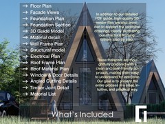 10′ x 14′ A-Frame House Cabin Plans -140F- Blueprints