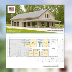 Brentwood Barn Barndominium Modern House Open Plan Design 100 x 36 – 4 Bed 3 Bat