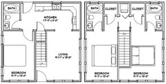 24×24 House — 3 Bedroom — 3 Bath 1,083 sq ft — PDF Floor Plan — Model 7
