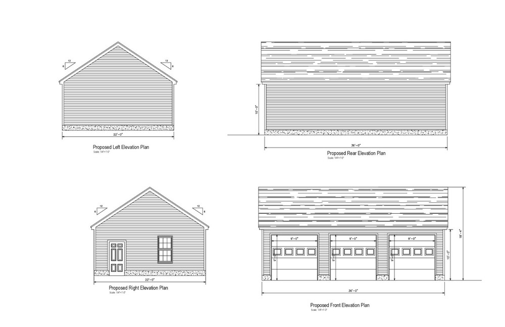 22’X36′- 36’X22′ GARAGE PLANS GABLE ROOF GARAGE PLANS 20-2236-GBL-6-8