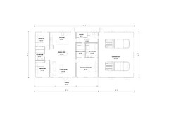 Barndominium House Plan, 3 Bedroom 2 Bath with 2 car garage, 50’x36′ Plan| PDF