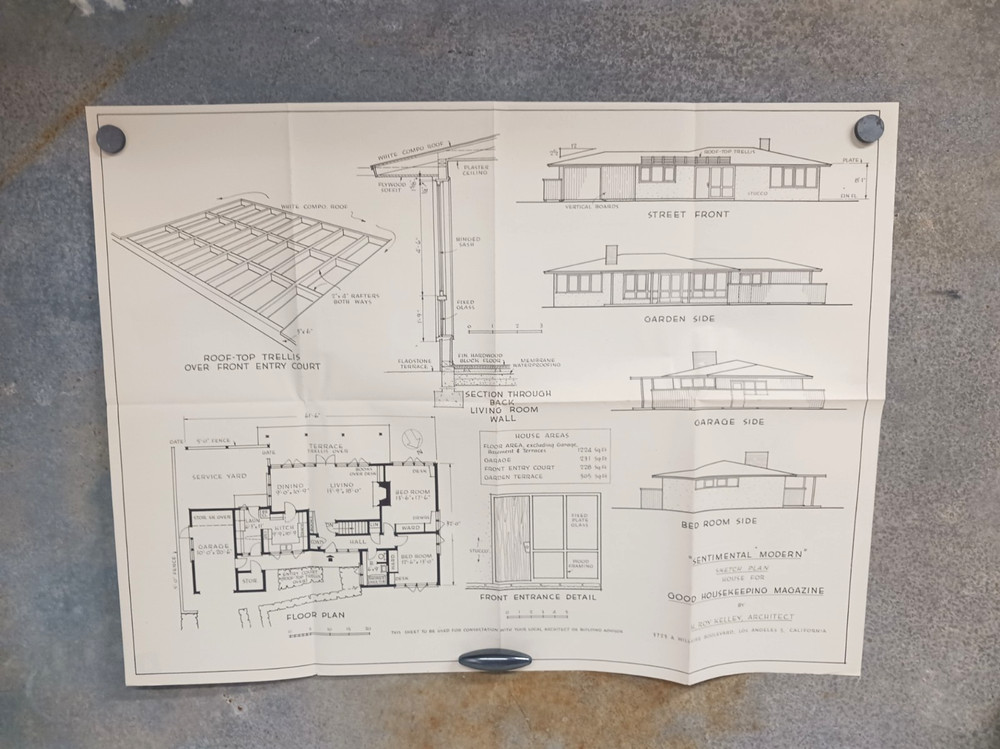VTG 1950s Sentimental Modern H Roy Kelley Good Housekeeping House Floor Plan MCM
