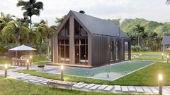 Black House 2 Bed, Bathroom, Terrace&Mansard Roof CAD Blueprints Metric/Imperial