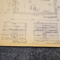 Vintage House Blueprint 33×17 1964 Mid Century Modern Drawing Art Glen Ellyn IL
