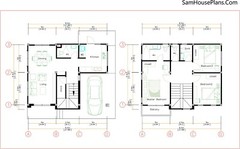 28×22 Feet House Plans Design 8.5X6.5 Meter 3 Beds 3 Baths Hip (A4 Hard Copy)