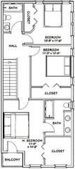 40×42 House — 3 BR 2.5 Ba 1-RV Garage – PDF Floor Plan – 1,619 sqft – Model 2D