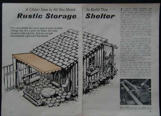 Rustic Cabin & Furniture with Chainsaw only 1966 HowTo build PLANS