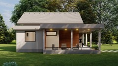 3-Bedroom House Floor Plans with 3D renders-1206SQF/112m2 Single bathroom