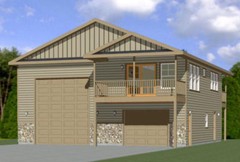 36×40 Apartment with 1-Car 1-RV Garage — PDF Floor Plan — 821 sqft — Model 1F