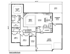 1850 Sq.Ft. Ranch house plans – 5 Bed, 4 Bath, 3 Garage, Screen Deck – PDF ONLY