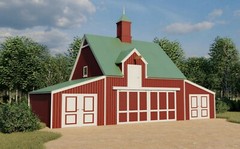 7 Different Car Barn Layouts With Lofts: Three Sets of Elm Barn Plans (eB-430×3)