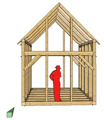 Timber Frame Shed Plans size 12′ x 14′ two doors, printed plans on 8 1/2×11 new