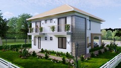 36×40 Feet House Design Plan 11×12 Meter 4 Beds 5 Baths Hip Roof (A4 Hard Copy)