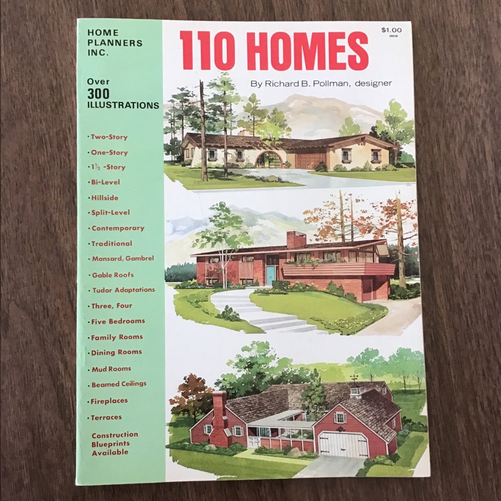 1972 vtg MCM Contemporary Home Plans 110 HOUSE Floor Plans Book SEE INDEX