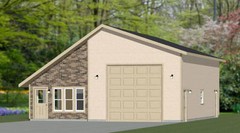 34×42 1 RV Garage – 1 Bedr Apartment – 1,400 sq ft – PDF Floor Plan – Model 2B