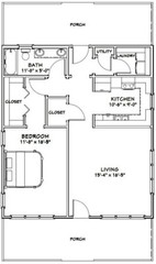 28×32 House — 1 Bedroom 1 Bath — 895 sq ft — PDF Floor Plan — Model 1A