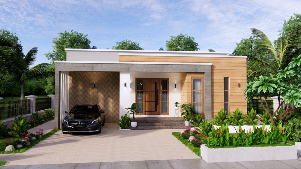 36×36 Feet House Design Plans 11×11 Meter 3 Beds 2 Baths Flat Roof(A4 Hard Copy)