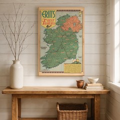 Erin’s First Families Ireland Vintage Genealogy Map Irish Surnames Illustration