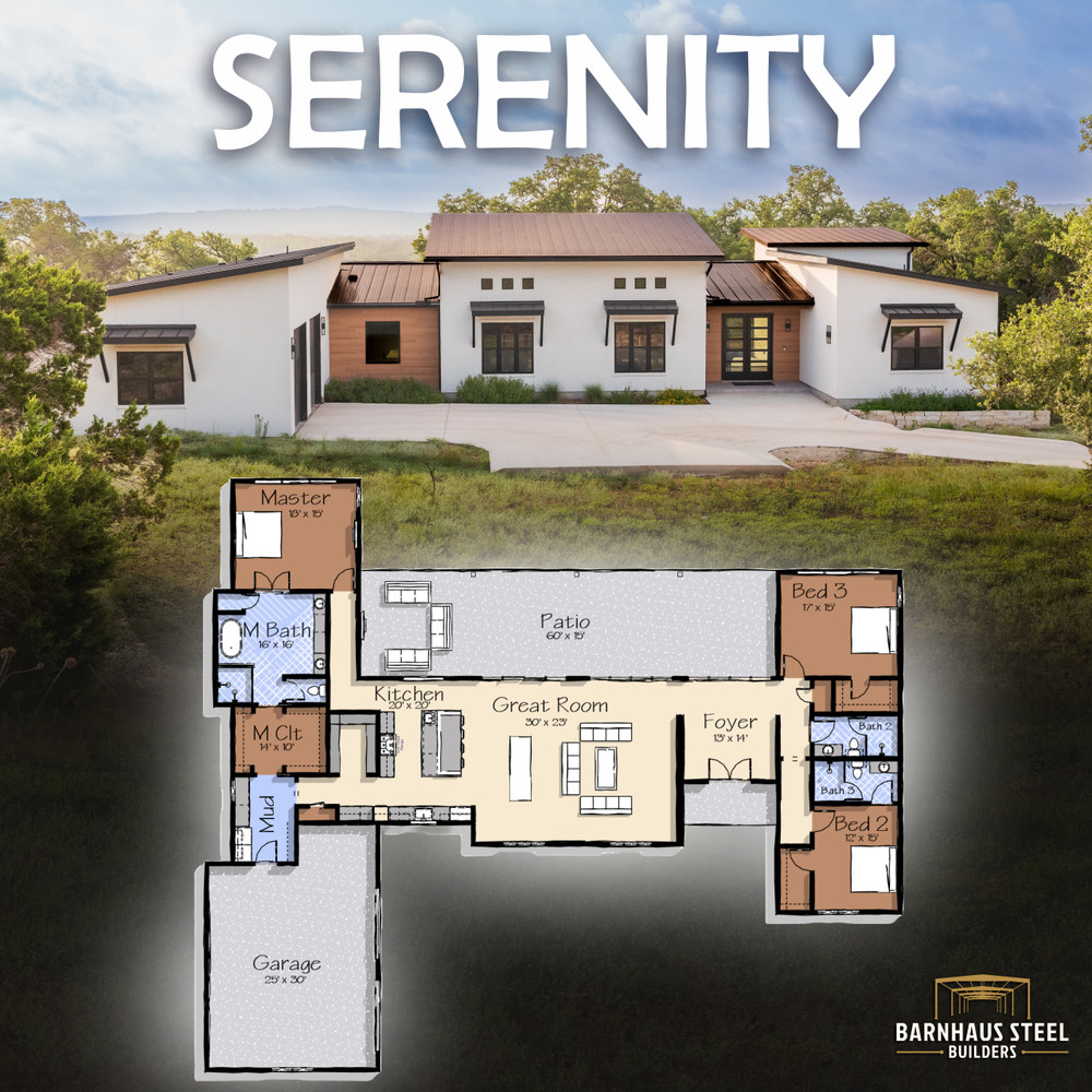 The Serenity House Plan – 3 Bedrooms / 3 Baths 3,136 SF Design Blueprints