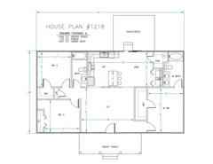 Ranch House Plans 1400 SF 3 Bed 2 Bath Open Floor – Split BR (Blueprints) #1218
