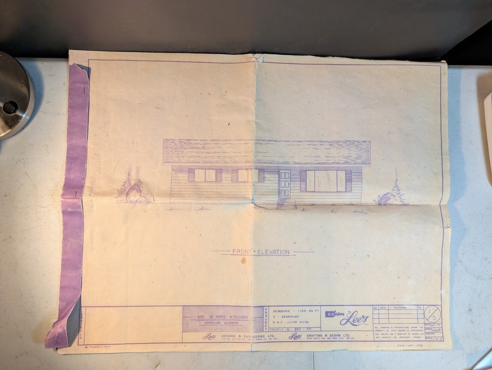 Vintage Mid Century Modern House Plan Blueprints 1977 Architecture Three Bedroom