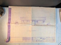 Vintage Mid Century Modern House Plan Blueprints 1977 Architecture Three Bedroom