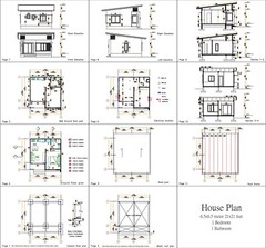 21×21 Feet Tiny House Plans 6.5×6.5 Meter 1 Bed 1 Bath Shed Roof (A4 Hard Copy)