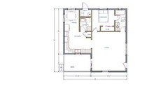 Modern Style House Plans 900 sq. ft. one bedroom, kitchen, dining, living area.*