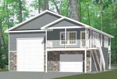 36×40 Apartment with 1-Car 1-RV Garage — PDF Floor Plan — 902 sqft — Model 1I