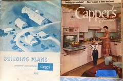SET OF 3: RARE VINTAGE BLUEPRINTS & RANCH HOUSE PLAN – 1950s “GE WONDER HOME”