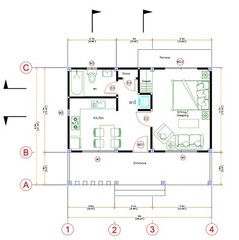 23×21 Feet Tiny House Plan 8×6.5 Meter 1 Bed 1 Bath Shed Roof PDF (A4 Hard Copy)