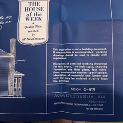 HOUSE OF THE WEEK STUDY PLAN. VINTAGE AP NEWSFEATURES, ARCHITECT DESIGNED HOUSES