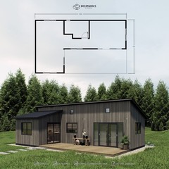 Modern Tiny House Plan | 1-Bedroom Scandinavian Cabin ( Digital Download )