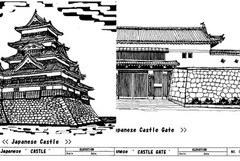 Japanese Traditional Building Plan Apearance CASTLE Shrine Temple Drawing Detail