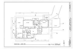 Mid-Century Modern home, stucco brick glass block, architectural PRINTED plans
