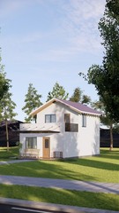 Custom Tiny Modern Cottage 2 Story House Plan with 2 Beds 2 Baths PDF & FREE CAD