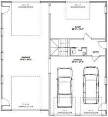 44×48 Apartment with 2-Car 1-RV Garage – PDF FloorPlan – 1,645 sqft – Model 1F
