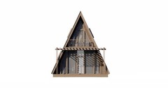 22’x38’ 2 Beds, 1 Bath Small A-Frame Cabin Architectural Build Plans PDF.