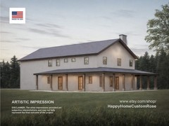 Farmhouse Barndo House Plan – 68×38, 3 Bed 3 Bath with 2-Car + RV Garage – Moder