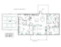 Ranch House Plans 1600 SF Open Floor/Split 3 Bed 2 Bath (Blueprints) #1017
