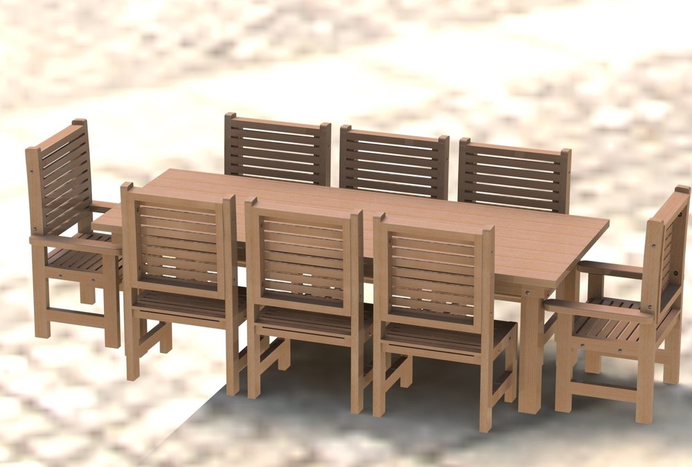 8ft Redwood Patio Table with Chairs Step by Step Building Plans