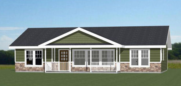 46×30 House — 4 Bedroom 2 Bath — PDF Floor Plan — 1,338 sq ft — Model 1C