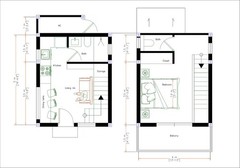 14×17 Feet Loft House Plan 4×5 Meter 1 Bed 1.5 Bath Shed Roof PDF & A4 Hard Copy